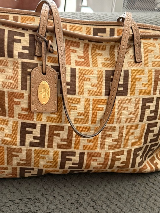 Fendi Handbags - Fendi Tan & Brown FF Logo Tote Bag